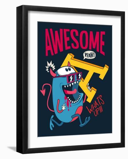 Cool Monster Vector Character Design-braingraph-Framed Art Print