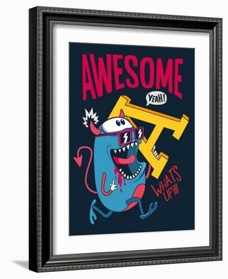 Cool Monster Vector Character Design-braingraph-Framed Art Print