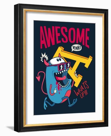 Cool Monster Vector Character Design-braingraph-Framed Art Print