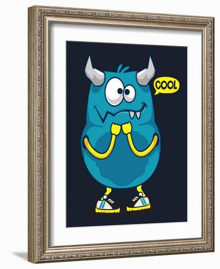 Cool Monster, Yeti, Alien Vector Design for Kid Tee Shirt-braingraph-Framed Art Print