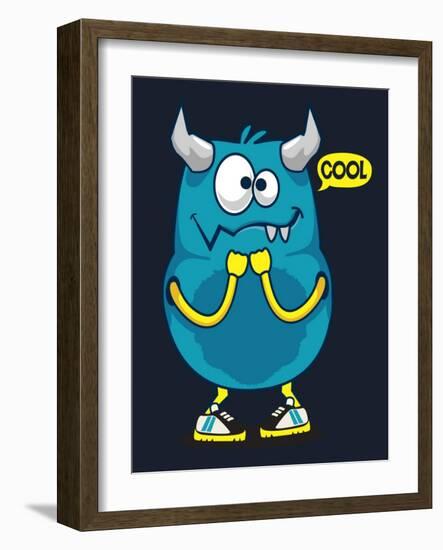 Cool Monster, Yeti, Alien Vector Design for Kid Tee Shirt-braingraph-Framed Art Print