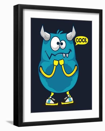 Cool Monster, Yeti, Alien Vector Design for Kid Tee Shirt-braingraph-Framed Art Print