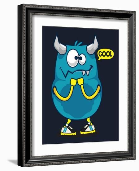 Cool Monster, Yeti, Alien Vector Design for Kid Tee Shirt-braingraph-Framed Art Print