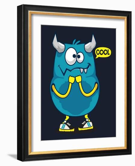 Cool Monster, Yeti, Alien Vector Design for Kid Tee Shirt-braingraph-Framed Art Print