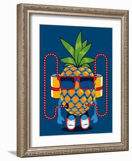 Cool Pineapple Character Vector Design-braingraph-Framed Art Print