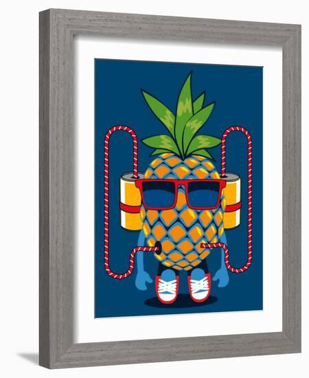 Cool Pineapple Character Vector Design-braingraph-Framed Art Print