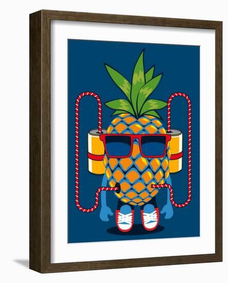 Cool Pineapple Character Vector Design-braingraph-Framed Art Print