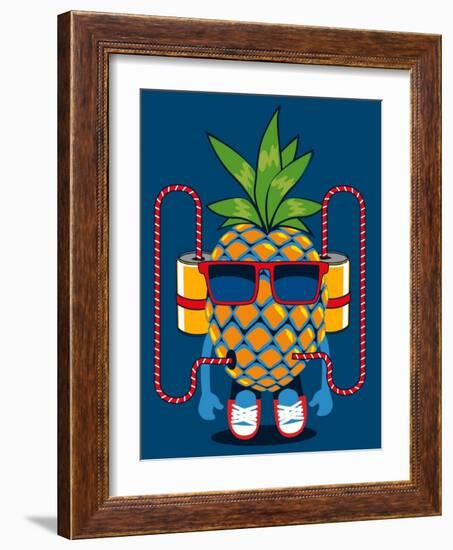 Cool Pineapple Character Vector Design-braingraph-Framed Art Print