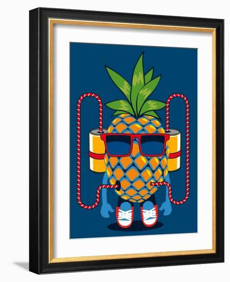 Cool Pineapple Character Vector Design-braingraph-Framed Art Print