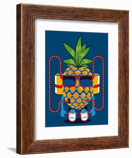 Cool Pineapple Character Vector Design-braingraph-Framed Art Print