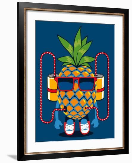 Cool Pineapple Character Vector Design-braingraph-Framed Art Print