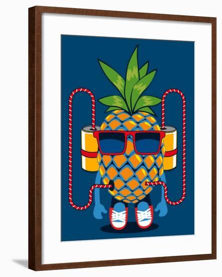 Cool Pineapple Character Vector Design-braingraph-Framed Art Print
