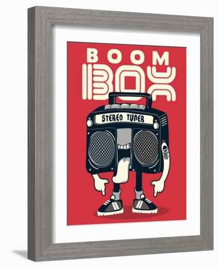 Cool Radio Character Vector Design for Tee-braingraph-Framed Art Print