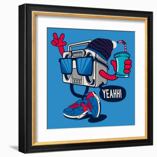 Cool Radio Character Vector Design for Tee-braingraph-Framed Art Print