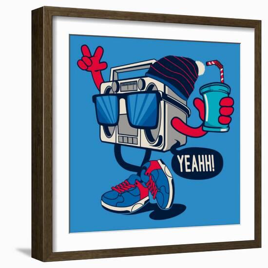 Cool Radio Character Vector Design for Tee-braingraph-Framed Art Print