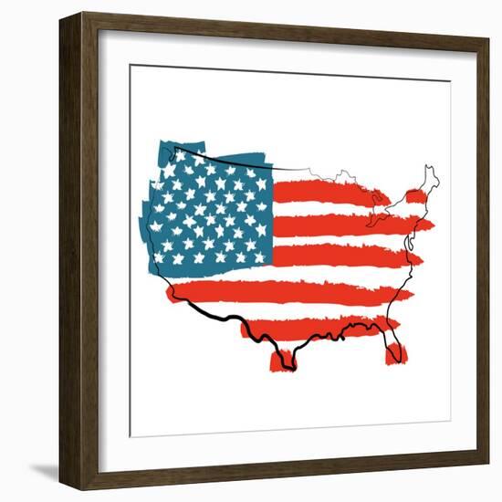 Cool USA Map with US Flag-Alisa Foytik-Framed Art Print