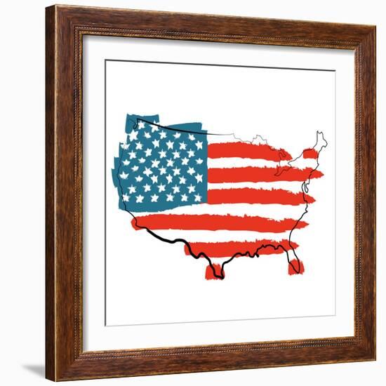 Cool USA Map with US Flag-Alisa Foytik-Framed Art Print