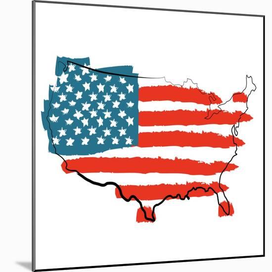 Cool USA Map with US Flag-Alisa Foytik-Mounted Art Print