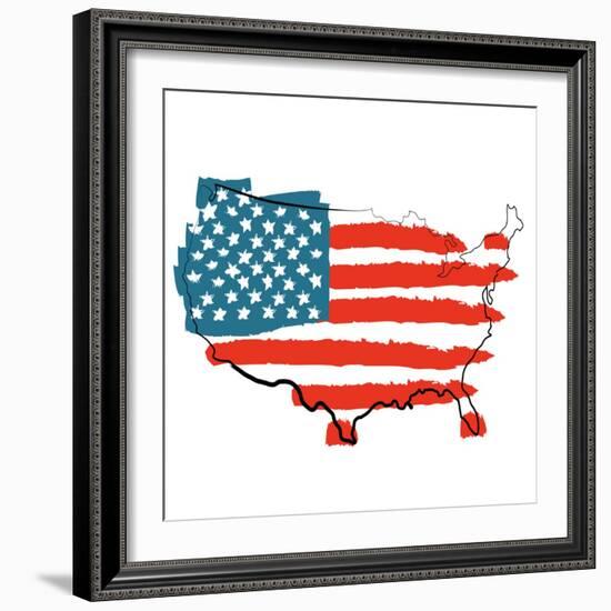 Cool USA Map with US Flag-Alisa Foytik-Framed Art Print