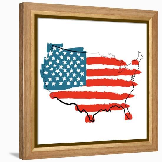 Cool USA Map with US Flag-Alisa Foytik-Framed Stretched Canvas