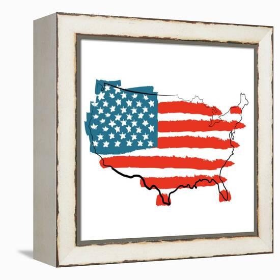 Cool USA Map with US Flag-Alisa Foytik-Framed Stretched Canvas