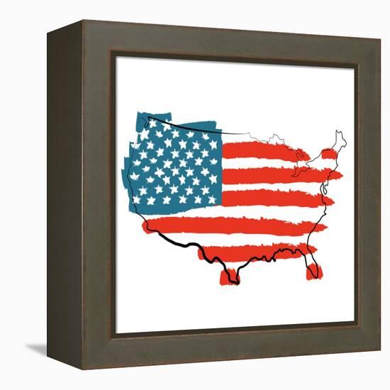 Cool USA Map with US Flag-Alisa Foytik-Framed Stretched Canvas