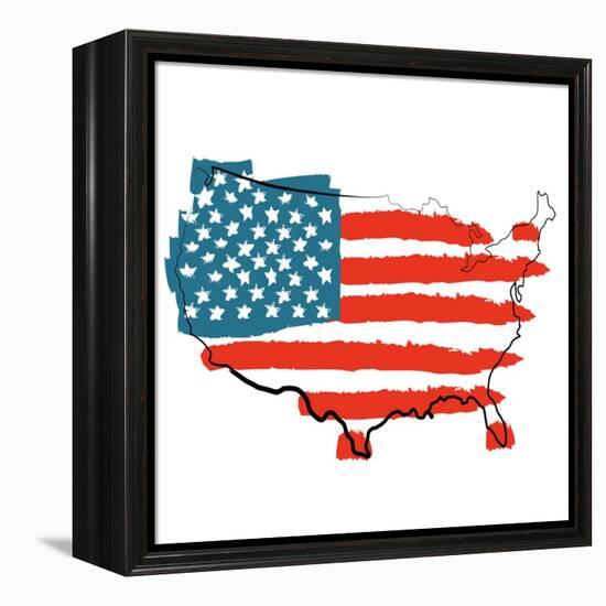 Cool USA Map with US Flag-Alisa Foytik-Framed Stretched Canvas