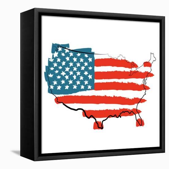 Cool USA Map with US Flag-Alisa Foytik-Framed Stretched Canvas