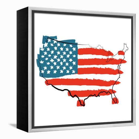 Cool USA Map with US Flag-Alisa Foytik-Framed Stretched Canvas