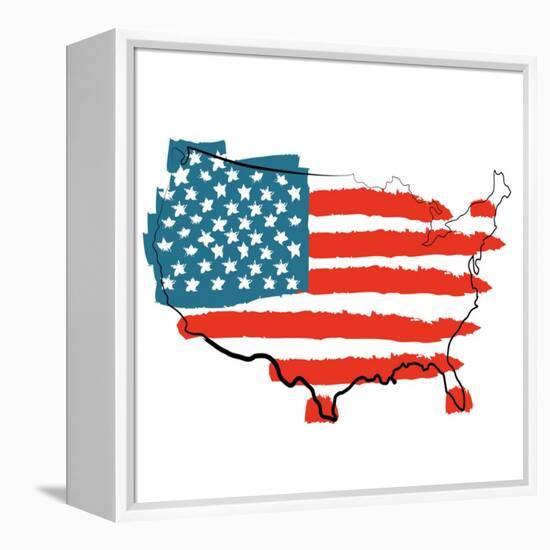 Cool USA Map with US Flag-Alisa Foytik-Framed Stretched Canvas