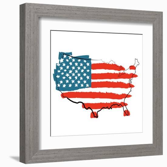Cool USA Map with US Flag-Alisa Foytik-Framed Art Print