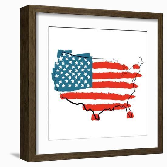 Cool USA Map with US Flag-Alisa Foytik-Framed Art Print