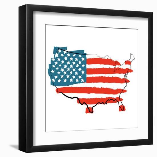 Cool USA Map with US Flag-Alisa Foytik-Framed Art Print