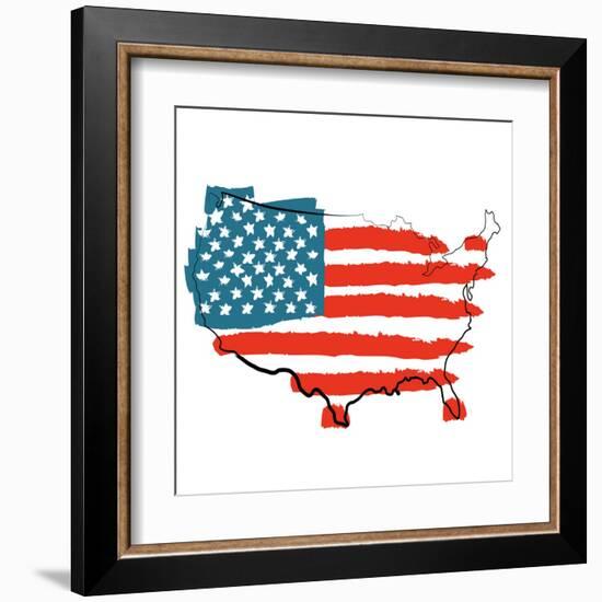 Cool USA Map with US Flag-Alisa Foytik-Framed Art Print