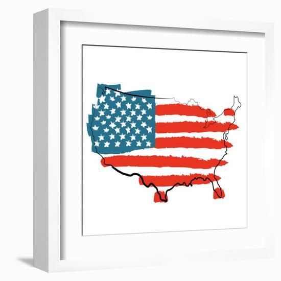 Cool USA Map with US Flag-Alisa Foytik-Framed Art Print