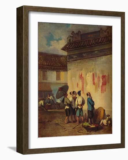 'Coolies Reading a Proclamation, Macao', c1840-George Chinnery-Framed Giclee Print