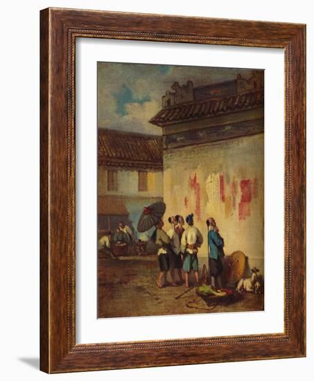 'Coolies Reading a Proclamation, Macao', c1840-George Chinnery-Framed Giclee Print