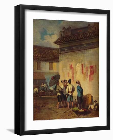 'Coolies Reading a Proclamation, Macao', c1840-George Chinnery-Framed Giclee Print