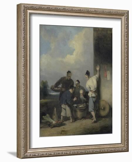 Coolies Round the Food Vendor's Stall, after 1825-George Chinnery-Framed Giclee Print