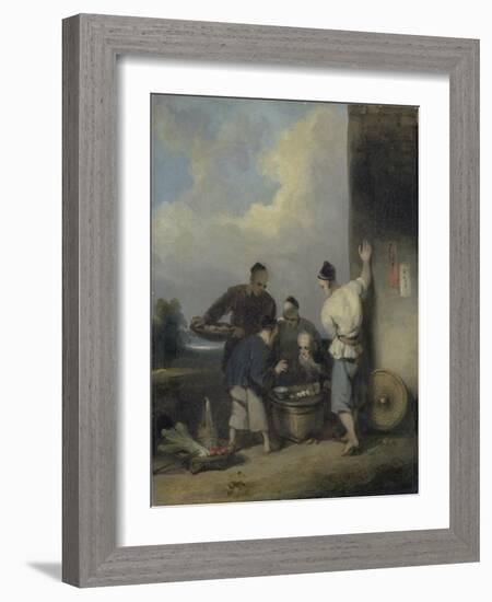 Coolies Round the Food Vendor's Stall, after 1825-George Chinnery-Framed Giclee Print