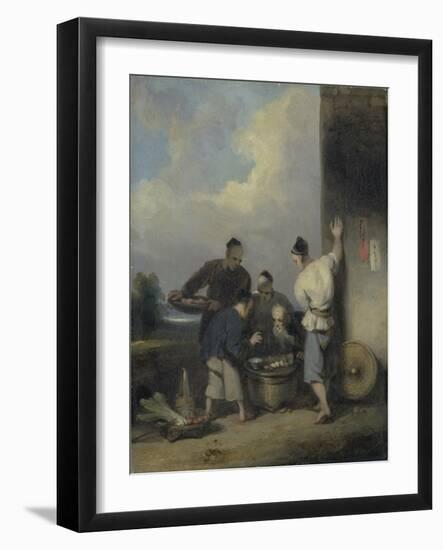 Coolies Round the Food Vendor's Stall, after 1825-George Chinnery-Framed Giclee Print