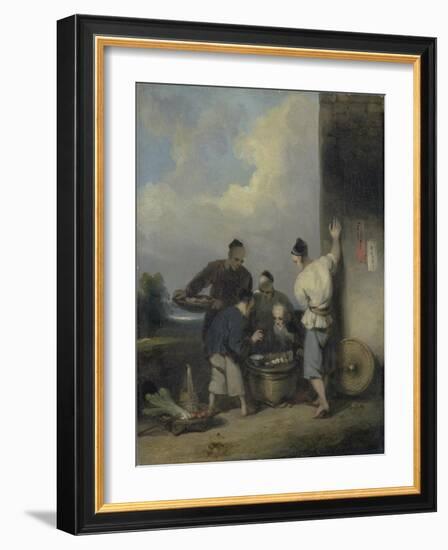 Coolies Round the Food Vendor's Stall, after 1825-George Chinnery-Framed Giclee Print