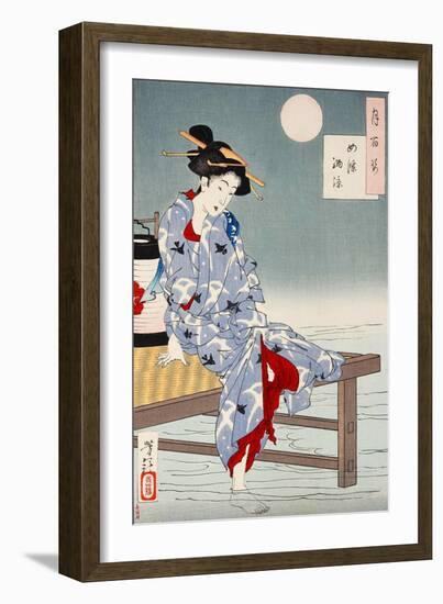 Cooling Off at Shijo, One Hundred Aspects of the Moon-Yoshitoshi Tsukioka-Framed Giclee Print