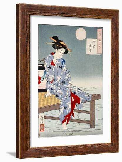 Cooling Off at Shijo, One Hundred Aspects of the Moon-Yoshitoshi Tsukioka-Framed Giclee Print