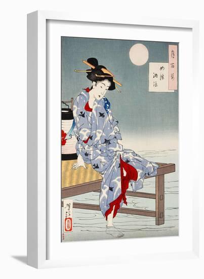 Cooling Off at Shijo, One Hundred Aspects of the Moon-Yoshitoshi Tsukioka-Framed Giclee Print