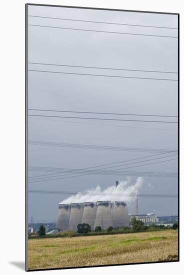 Cooling Towers and Overhead Power Lines in Rural Landscape-null-Mounted Photographic Print