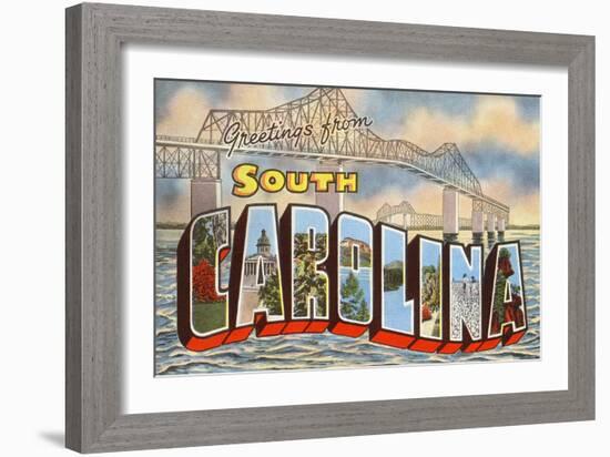 Cooper River Bridge, Greetings from South Carolina-null-Framed Art Print