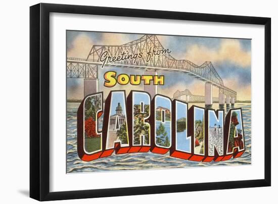 Cooper River Bridge, Greetings from South Carolina-null-Framed Art Print