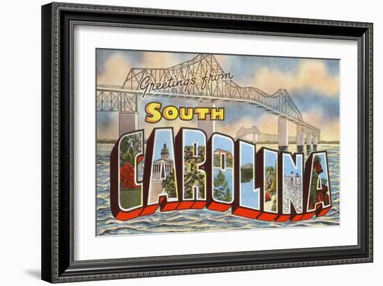 Cooper River Bridge, Greetings from South Carolina-null-Framed Art Print