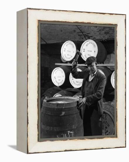 Coopering, Making Whiskey Barrels at Wiley and Co, Sheffield, South Yorkshire, 1961-Michael Walters-Framed Premier Image Canvas